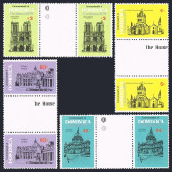 Dominica 654-657 Gutter,MNH.Michel 651-654. Cathedrals 1979.Assumption,St Paul's - Dominica (1978-...)
