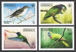 Dominica 827-830, 831, Hinged. Mi 836-840. WWF 1984. Warbler, Parrots,Flamingos, - Dominique (1978-...)