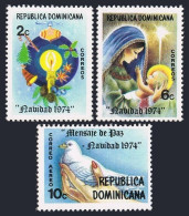 Dominican Rep 731-732, C224, MNH. Mi 1076-1078. Christmas 1974. Decorations,Dove - Dominica (1978-...)