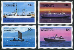 Dominica 842-845,846,MNH. Ships 1984:Atlantic Star,Atlantic,Pirogue,Santa Maria. - Dominique (1978-...)