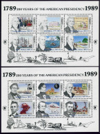 Dominica 1204-1207 Af Sheets,MNH. US Presidency-200,1989.Aircraft,Ships,Trains, - Dominica (1978-...)