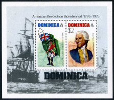 Dominica 477a,MNH.Mi Bl.35. USA-200,1976.Ensign-regimental Flag;Admiral Hood.map - Dominique (1978-...)