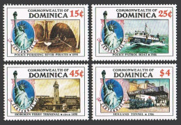 Dominica 940-943, 944, MNH. Michel 954-957, Bl.107. Statue Of Liberty-100, 1985. - Dominica (1978-...)