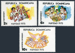 Dominican Rep 755-756, C236, MNH. Mi 1112-1114. Christmas 1975. Carolers, Dove. - Dominique (1978-...)