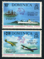 Dominica 418-419, 419a, MNH. Mi 417-418, Bl.38. UPU-100, 1974. Seamail, Airmail. - Dominique (1978-...)