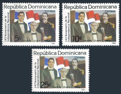 Dominican Rep 932-934, MNH. Independence, 140th Ann. 1985. Painting. Duarte, - Dominicaine (République)