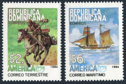 Dominican Rep 1167-1168,MNH.Michel 1710-1711. UPAEP-1994.Pony Express,Ship. - Dominican Republic