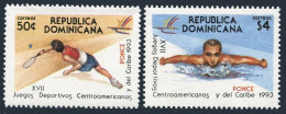 Dominican Rep 1140-1141, MNH. Michel 1680-1681. Games-1993. Tennis, Swimming. - Dominicaanse Republiek