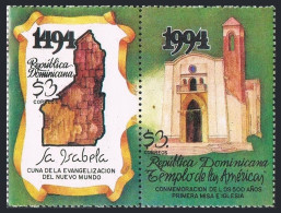 Dominican Rep 1170 Ab Pair, MNH. Mi 1725-1726. First Church Of New World, 1994. - Dominicaine (République)