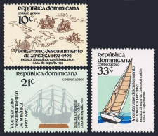 Dominican Rep C388-C391,MNH.Michel 1398-1400,Bl.39.Columbus-491,1983.Ships,Yacht - Dominikanische Rep.