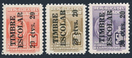 Ecuador RA60-RA62, MNH. Postal Tax Stamp 1951. Revenue Stamp Overprinted. Arms. - Ecuador