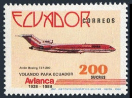 Ecuador 1168, MNH. Michel 2077. Avianca Airlines, 60th Ann. 1988. Planes. - Ecuador