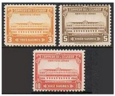 Ecuador C128-C130, No Gum/MNH. Michel 541-543. Air Post 1944. Church, Palace. - Equateur