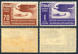 Ecuador C49-C50, MNH-yellowish. PhilEXPO, Quito-1936.Condor & Plane. - Ecuador
