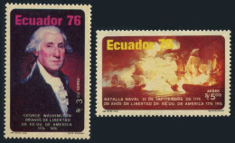 Ecuador C589-C590, Hined. Mi 1734-1735. USA-200, 1976. Naval Battle. Washington. - Equateur