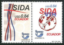 Ecuador 1557 Ab Pair, MNH. UPAEP-2000. Fight Against AIDS. - Equateur