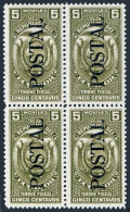 Ecuador 586 Block/4,MNH.Michel 861-I. Overprint Postal,1955.Arms. - Ecuador