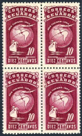 Ecuador RA74 Block/4,MNH.Mi Zw80. Postal Tax 1954.PRO TURISMO.Globe,ship,plane. - Ecuador