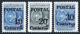 Ecuador 566-567,570,MNH. Consular Service Surcharged,1952-1953. - Equateur