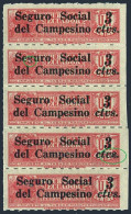 Ecuador RA32 Strip/5 Error,MNH.Mi Zw 30. Postal Tax Stamp 1936.Tobacco Stamps. - Ecuador