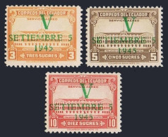 Ecuador C136-C138,MNH.Michel 564-566. Air Post 1945.Church,Palace,overprinted. - Ecuador