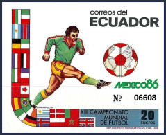 Ecuador 1130a Sheet, MNH. Michel Bl.125. Soccer Cup Mexico-1986. - Equateur