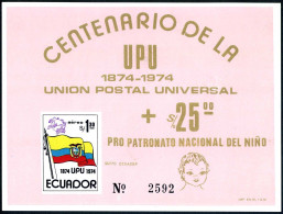 Ecuador C534, C534a, C534b 2 Souv.sheets, MNH. Mi 1629, Bl.66-67. UPU-100. 1974. - Equateur