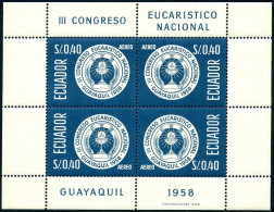 Ecuador C330 Ad Sheet,MNH.Michel Bl.7. National Eucharist Congress,1958. - Ecuador