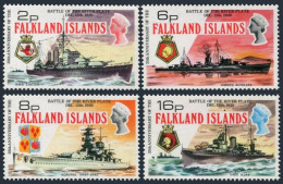 Falkland 237-240, MNH 2 Stamps Damaged Gum. Mi 232-235. Naval Battleships, 1974. - Falklandinseln