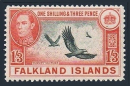 Falkland 92, Hinged. Michel 89. King George VI, 1938. Turkey Vultures. - Islas Malvinas