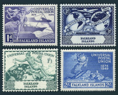 Falkland 103-106,hinged. Mi 98-101. UPU-75,1949.Mercury,Plane,Ship,Tran,Monument - Islas Malvinas