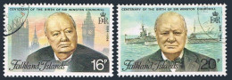 Falkland Isls 235-236,Used.Sir Winston Churchill,1974.Parliament,Big Ben,Warship - Falklandeilanden