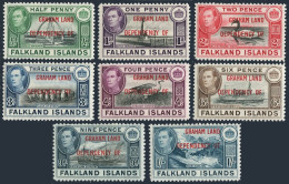 Falkland 2L1-2L8 GRAHAM LAND, Hinged. Mi 1-8. 1944. Birds, Sheep, Monuments. - Falkland