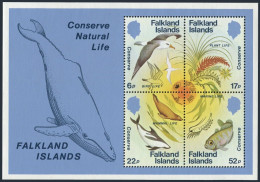 Falkland 415a Sheet, MNH. Michel Bl.4. Conserve Natural Life, 1984. Birds, Fish. - Falklandeilanden