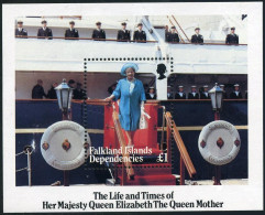 Falkland Depend 1L96, MNH. Michel Bl.2. Queen Mother's 85th Birthday, 1985. - Falkland