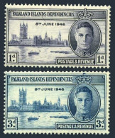 Falkland Depend 1L9-1L10, MNH. Mi 10-11. Peace Issue, 1946. George VI. London. - Falklandeilanden
