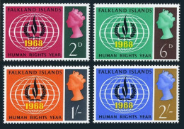 Falkland 162-165, MNH. Mi 157-160. UN Human Right Year IHRY-1968, Flame, Globe. - Islas Malvinas