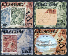 Falkland 541-544, MNH. Mi 544-547. Bisects, Centenary,1991. Stamp On Stamp,Ship. - Falkland Islands