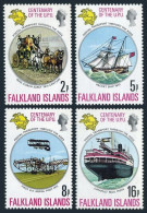 Falkland 231-234, MNH. Mi 226-229. UPU-100, 1974. Mail Coach, Packet, Airplane,  - Falklandeilanden