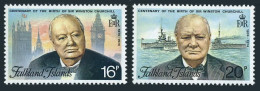Falkland 235-236, 236a, MNH. Winston Churchill, 1974. Parliament, Big Ben, Ship. - Falkland