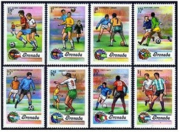 Grenada 553-560, 561, MNH. Mi 574-581, 582 Bl.34. World Soccer Cup, Munich-1974. - Grenada (1974-...)