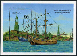 Grenada 1799, MNH. Michel 2076 Bl.236. Hamburg, 800th Ann.1990. Ship, 13th Cent. - Grenade (1974-...)