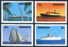 Grenada 1195-1198,1199,MNH.Michel 1307-1310,Bl.128. Ships 1984.Banana Boat,QE II - Grenada (1974-...)