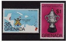 Grenada 747-748,MNH.Michel 773-774. World Cricket Cup,1976.Map. - Grenada (1974-...)