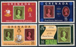 Grenada 417-420,420a Sheet, MLH/MNH. Mi 418-421,Bl.18. Postal Service,1971.Boat. - Grenada (1974-...)