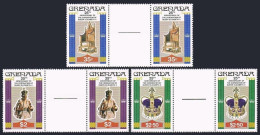 Grenada 873-875 Gutter, 876, MNH. Mi 915-917, Bl.74. QE II Coronation, 25, 1978. - Grenade (1974-...)