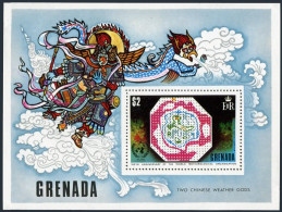 Grenada 498, MNH. Michel Bl.28. Chinese Weather Gods, Weather Map. 1973. - Grenada (1974-...)