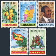 Grenada 547-551,MNH.Mi 583-587. Independence 1974.Eric M.Gairy.Nutmeg Pods,Flag, - Grenade (1974-...)