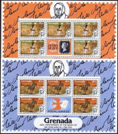 Grenada 926-929 Sheets, MNH. Mi 967C-970C. Sir Rowland Hill, 1979. Coach, Pigeon - Grenade (1974-...)