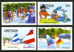 Grenada 1275-1278, MNH. Mi 1367-1370. Water Sport 1985. Model Boat Racing, Diver - Grenade (1974-...)